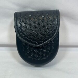 Safariland Leather Handcuff Covered Case Single Police Black Basket Belt Snap